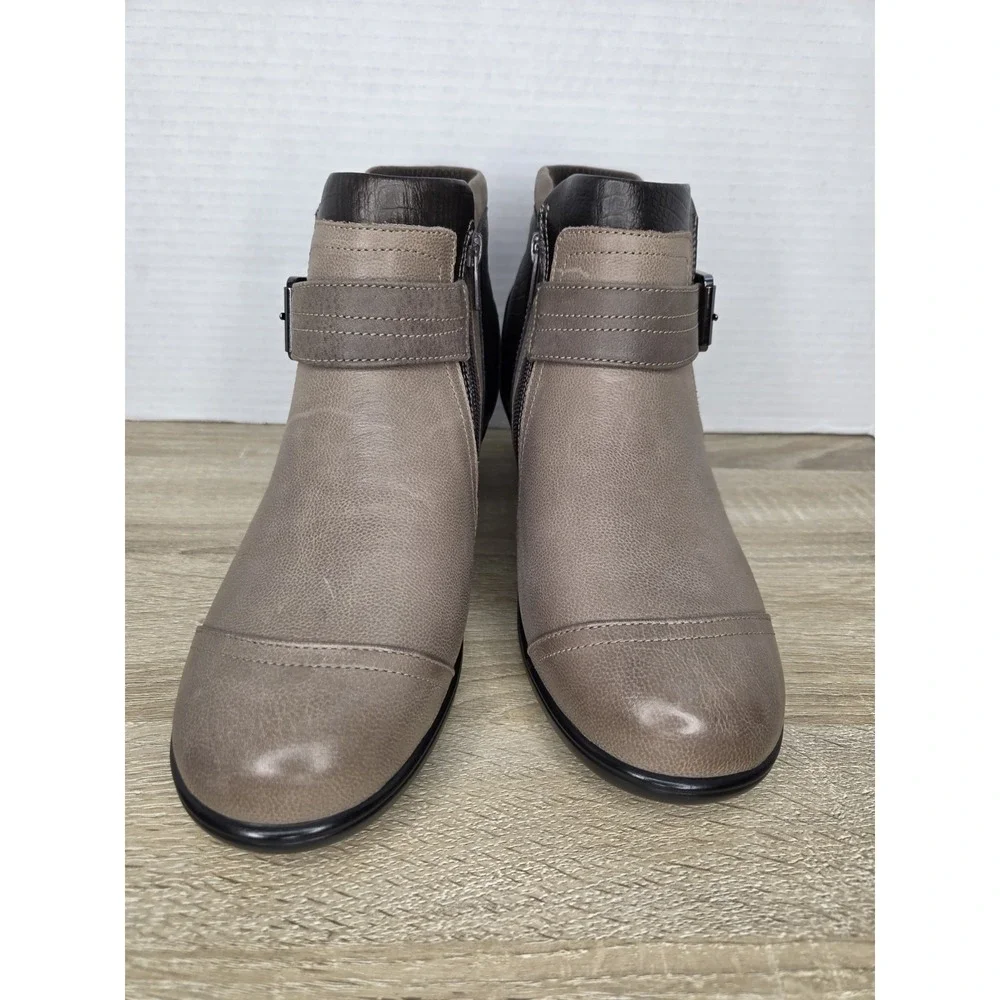 Orthofeet Bioheel Emma Ankle Boots Brown Taupe Leather Buckle Heel Size 9 X-wide - Picture 5 of 16